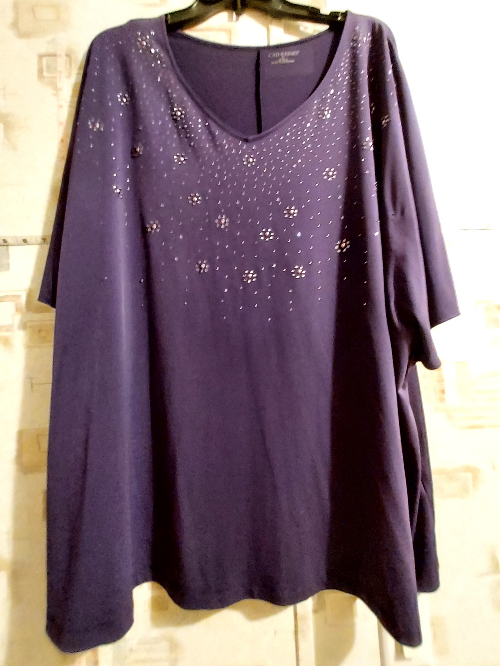 Catherines Purple V-Neck Tunic with Sparkle Accent